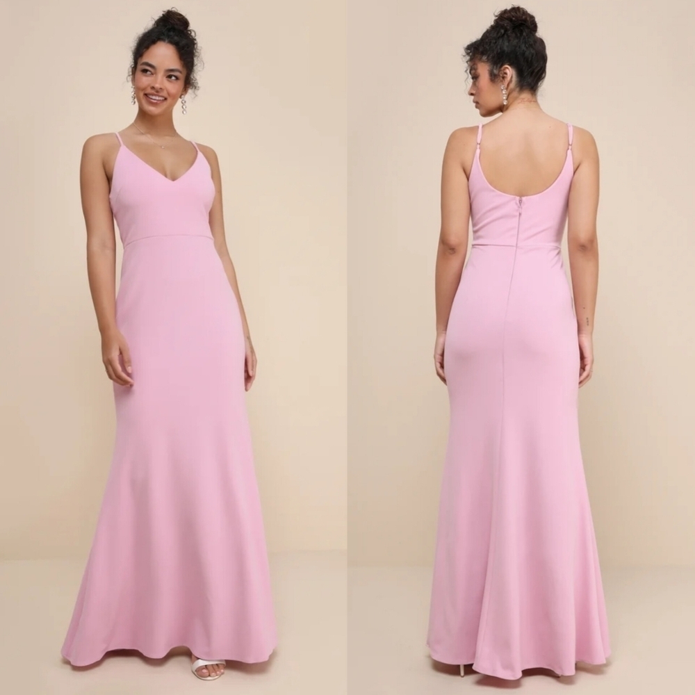 Lulus Infinite Glory Pink Maxi Dress L Wedding Party Formal Evening Barbiecore
